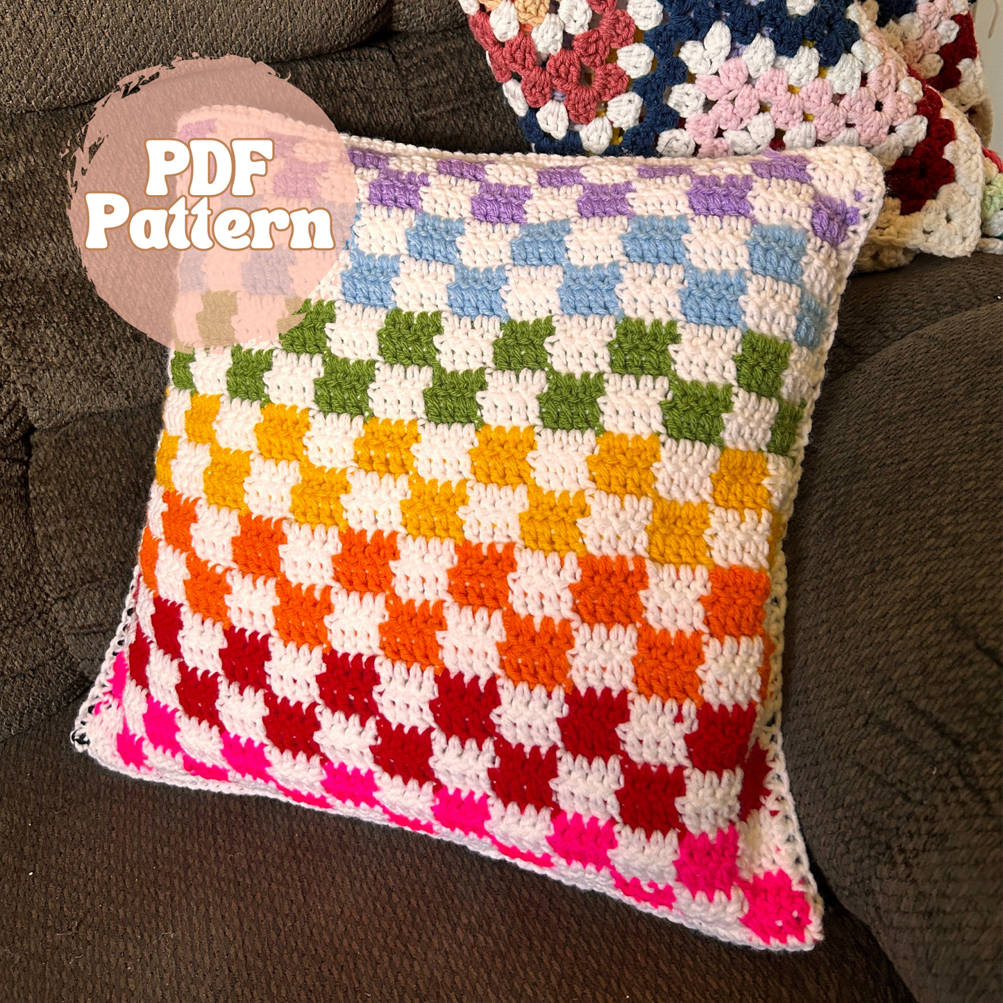 PDF Crochet Pattern | Checkered Pillow Pattern