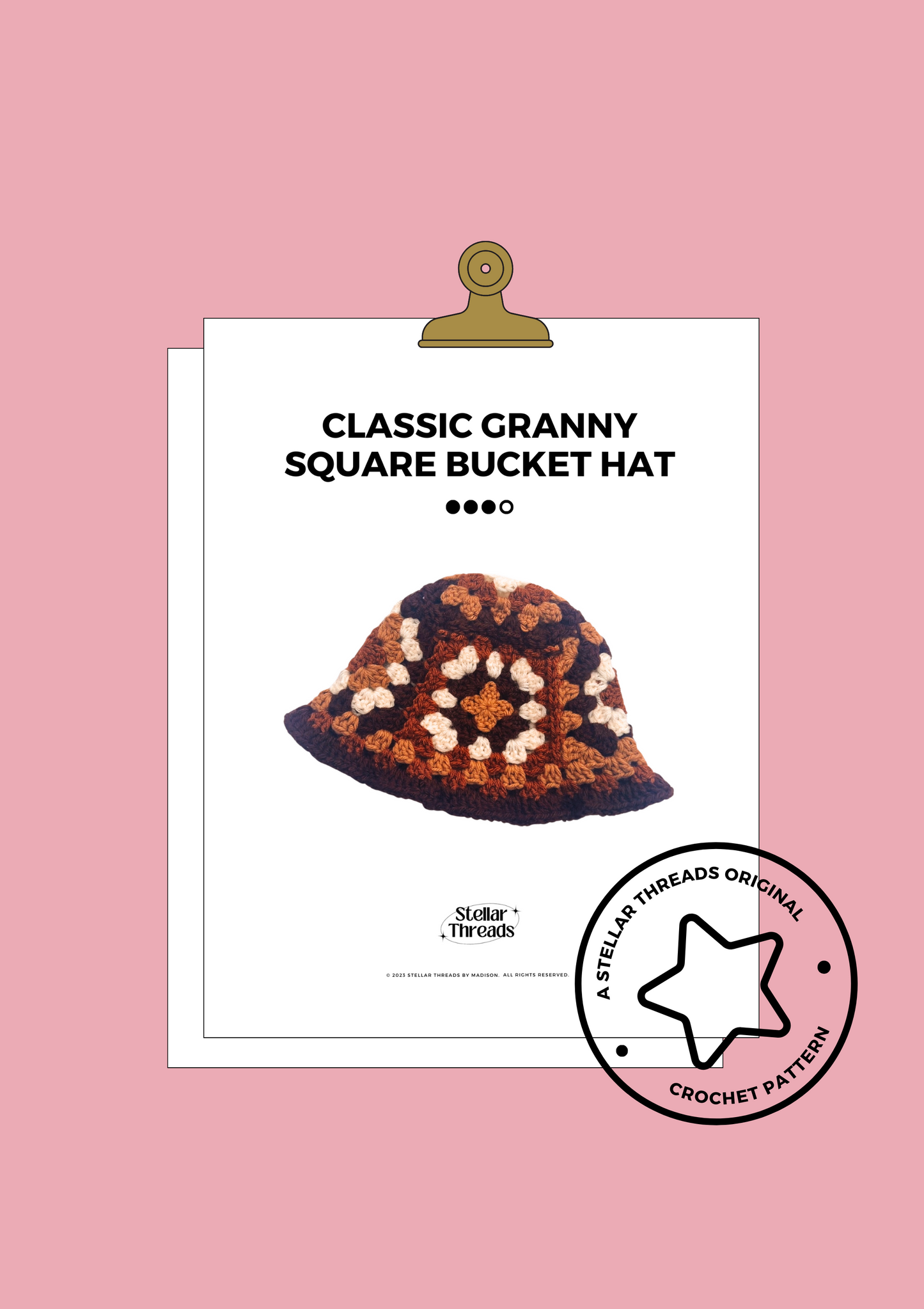 PDF Crochet Pattern | Classic Granny Square Bucket Hat